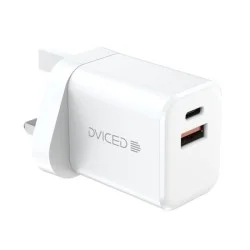 Dviced Wall charger, cable 35W GaN 1 USB-A 1 USB-C UK white